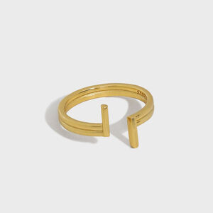 NEW 18k Yellow Gold Split Bar Ring
